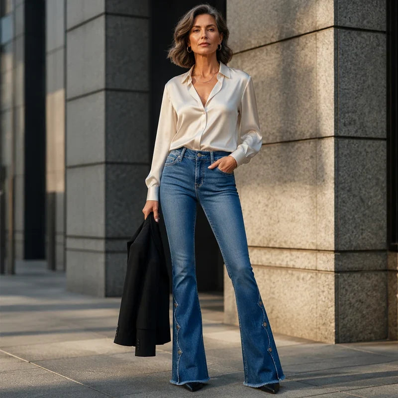 Rebecca Bertacchi™ High Waisted Flare Jeans for Everyday Style