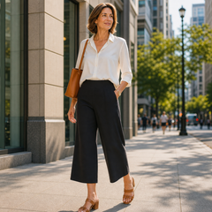 Rebecca Silvi™ Versatile Cropped Wide Leg Pants