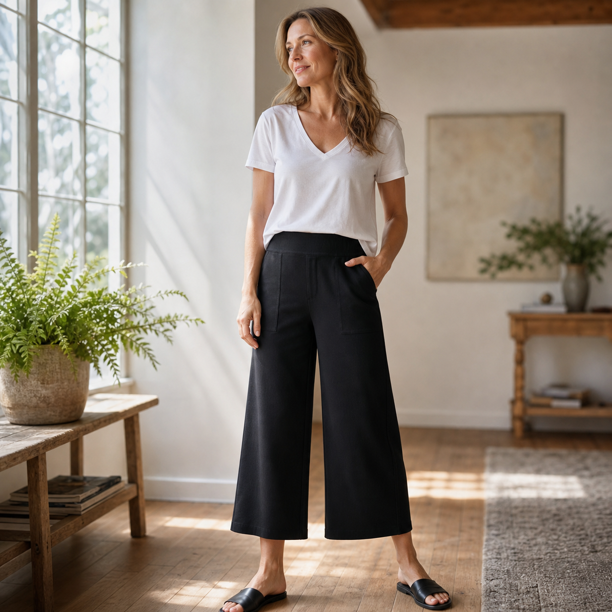 Rebecca Silvi™ Versatile Cropped Wide Leg Pants