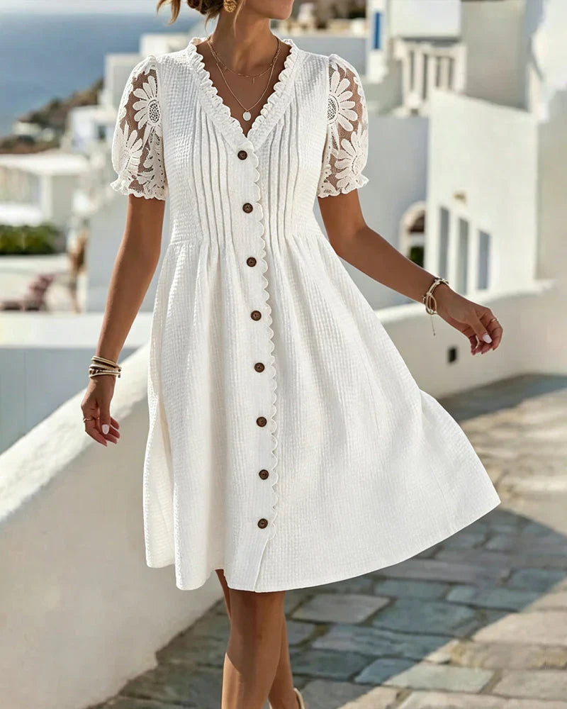 Rebecca Vottero™ Elegant Lace Dress with Balloon Sleeves