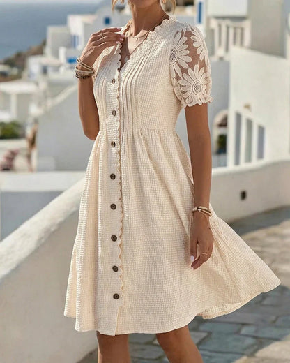 Rebecca Vottero™ Elegant Lace Dress with Balloon Sleeves