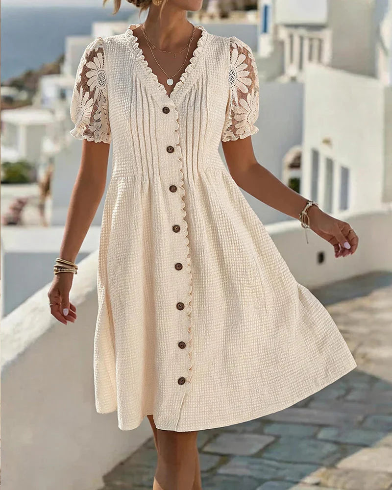 Rebecca Vottero™ Elegant Lace Dress with Balloon Sleeves