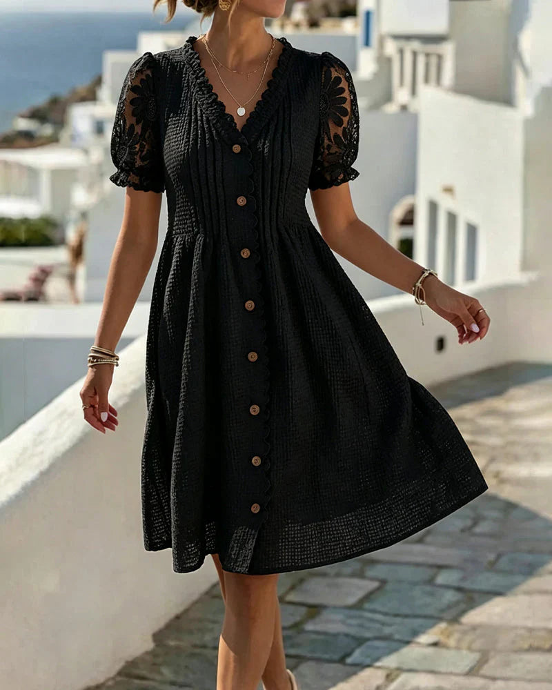 Rebecca Vottero™ Elegant Lace Dress with Balloon Sleeves
