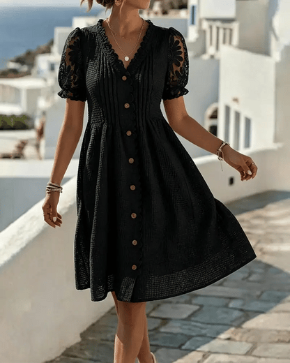 Rebecca Vottero™ Elegant Lace Dress with Balloon Sleeves