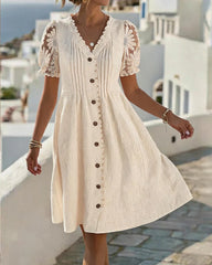 Rebecca Vottero™ Elegant Lace Dress with Balloon Sleeves