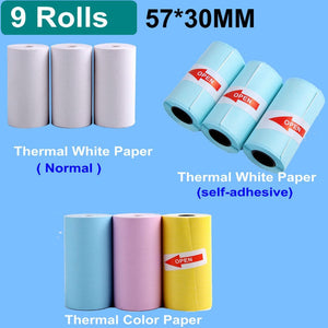 3 white + 3 colored + 3 rolls of sticker paper
