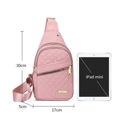 Rivelle Large Capacity Waterproof Chest Bag - model wearing bag while commuting