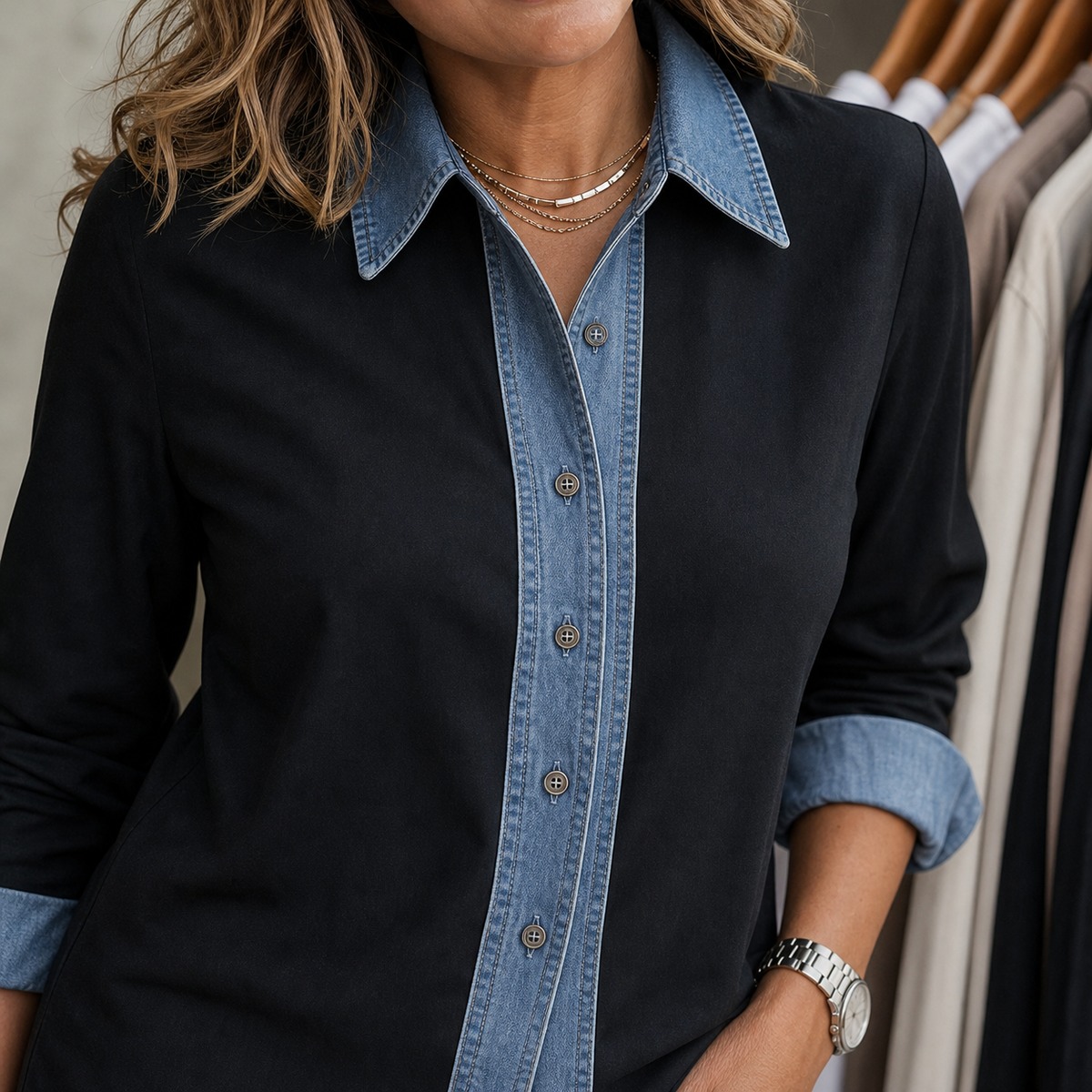 Rosalinda Venturini™ Versatile Two-Tone Shirt for Casual Wear