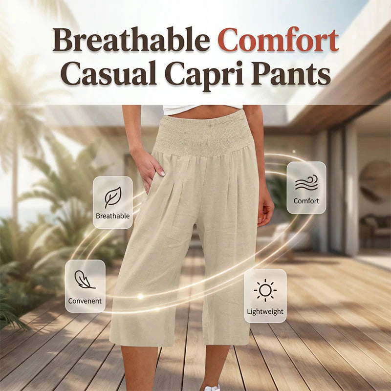 Rosanna Drago™ Breathable Cropped Pants with Elastic Waist