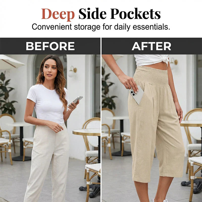 Rosanna Drago™ Breathable Cropped Pants with Elastic Waist