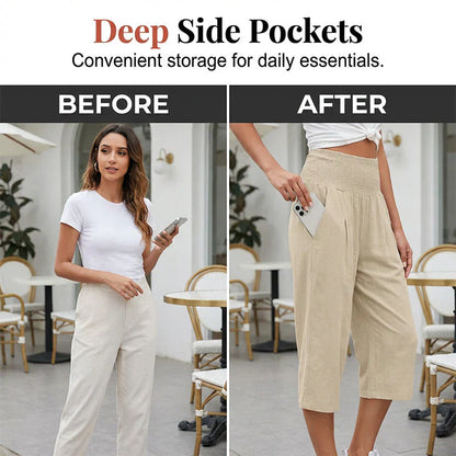 Rosanna Drago™ Breathable Cropped Pants with Elastic Waist