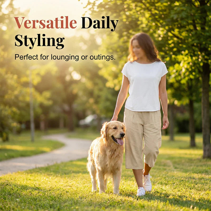 Rosanna Drago™ Breathable Cropped Pants with Elastic Waist
