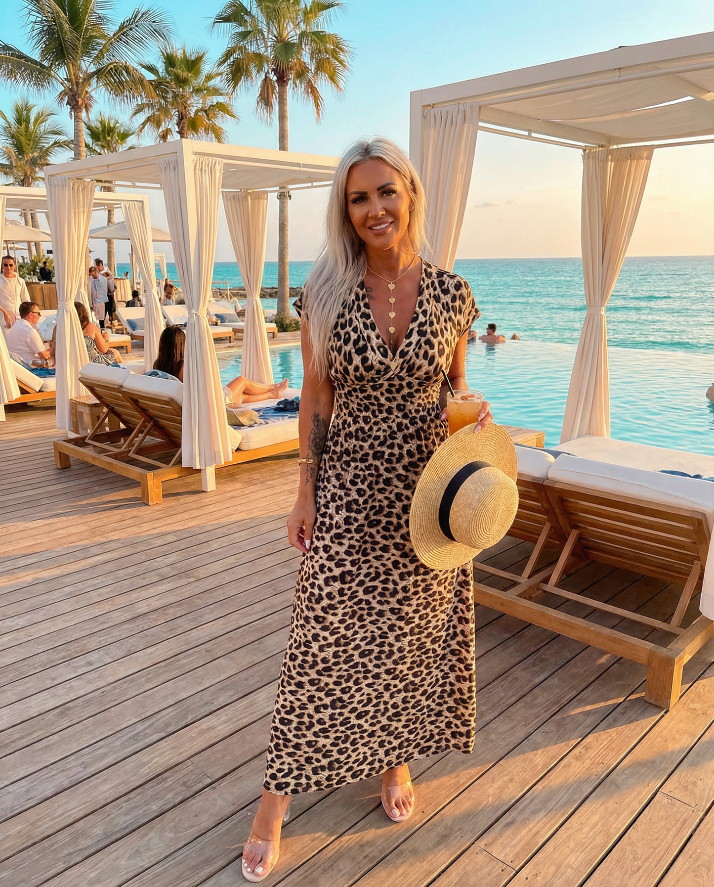 Rosaria Ventori™ Elegant Printed V-Neck Dress