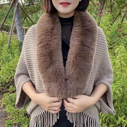 Rosine Robiquet™ Fashionable 2-in-1 scarf and sweater with fur collar