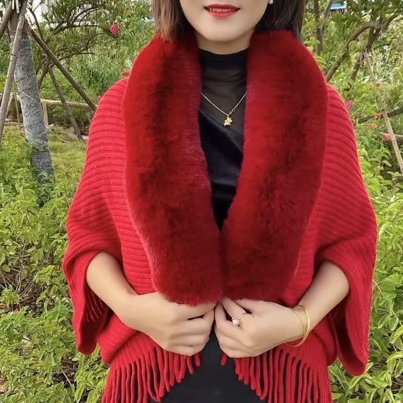 Rosine Robiquet™ Fashionable 2-in-1 scarf and sweater with fur collar