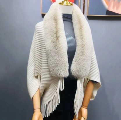 Rosine Robiquet™ Fashionable 2-in-1 scarf and sweater with fur collar