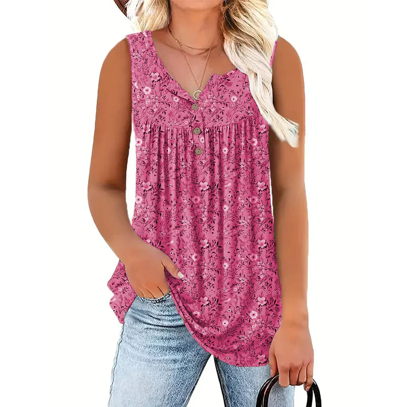 Rosita Eboli™ Breathable Sleeveless Top with Elegant Pattern