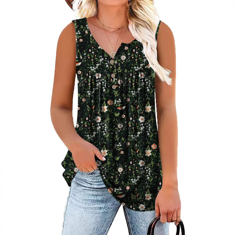 Rosita Eboli™ Breathable Sleeveless Top with Elegant Pattern