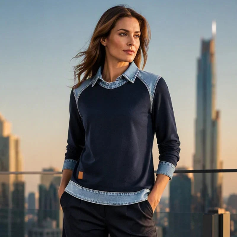 Rossana Casali™ Patchwork Sweatshirt for Effortless Style