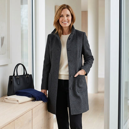 Rossella Balzano™ Versatile Charcoal Overcoat for Work and Weekend