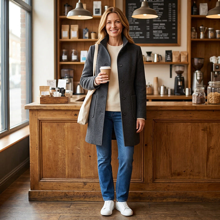 Rossella Balzano™ Versatile Charcoal Overcoat for Work and Weekend