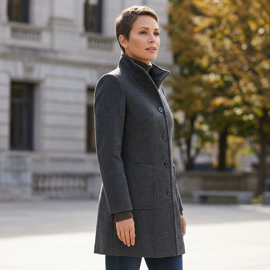 Rossella Balzano™ Versatile Charcoal Overcoat for Work and Weekend