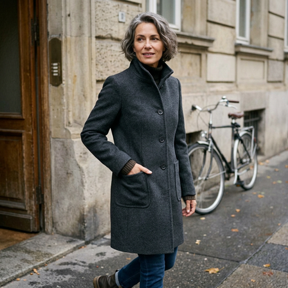 Rossella Balzano™ Versatile Charcoal Overcoat for Work and Weekend