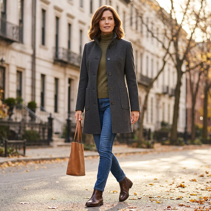 Rossella Balzano™ Versatile Charcoal Overcoat for Work and Weekend