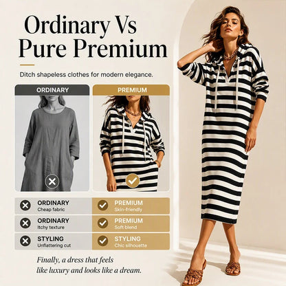 Sabatina Canale™ Comfy Striped Hoodie Dress for Effortless Style