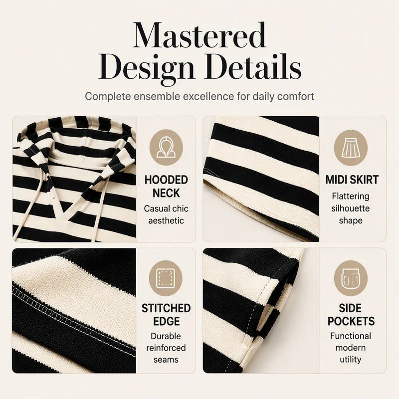 Sabatina Canale™ Comfy Striped Hoodie Dress for Effortless Style