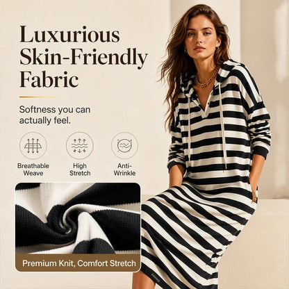 Sabatina Canale™ Comfy Striped Hoodie Dress for Effortless Style