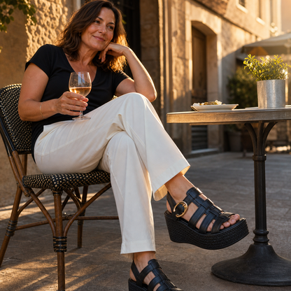 Sabina Argento™ Cushioned Wedge Sandals for All-Day Comfort