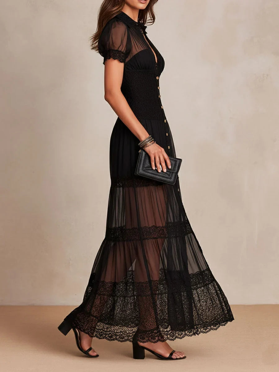 Sabina Astolfi™ Elegant Lace Maxi Dress for Special Occasions