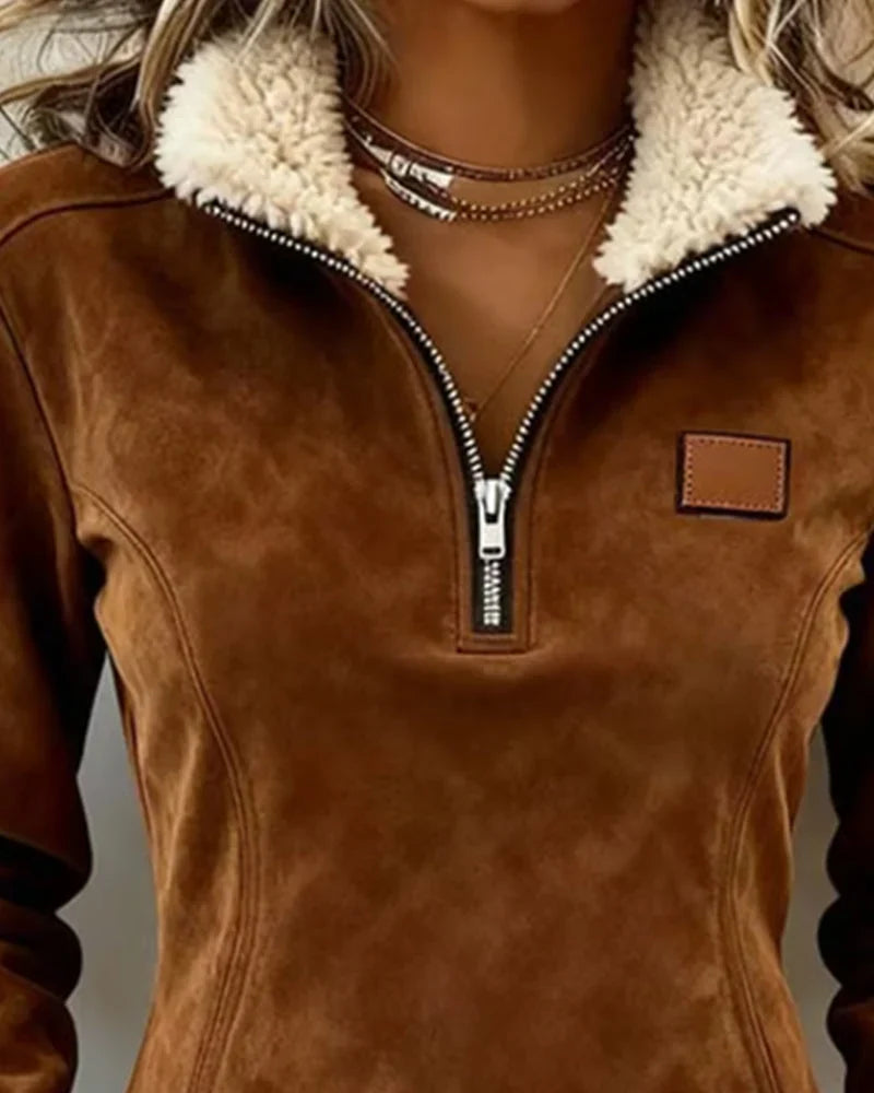 Sabina Avellino™ Half-Zip Fringe Sweatshirt for Effortless Style