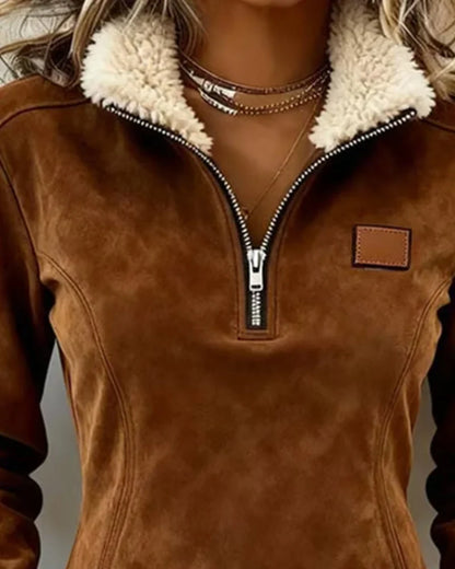 Sabina Avellino™ Half-Zip Fringe Sweatshirt for Effortless Style