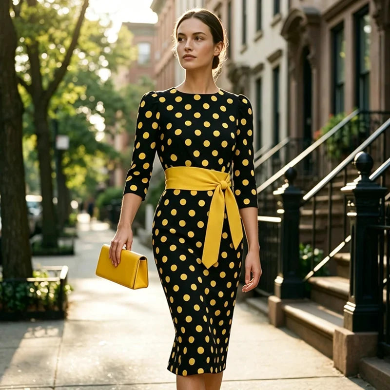 Sabina Azzolini™ Elegant Polka Dot Dress for Effortless Style