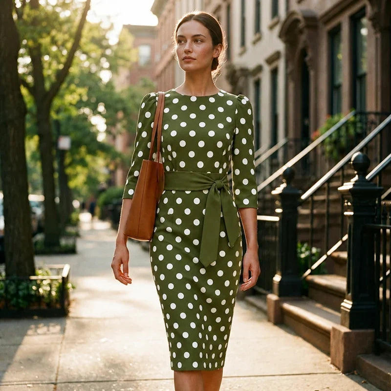 Sabina Azzolini™ Elegant Polka Dot Dress for Effortless Style