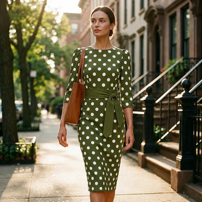 Sabina Azzolini™ Elegant Polka Dot Dress for Effortless Style