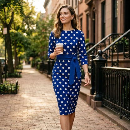Sabina Azzolini™ Elegant Polka Dot Dress for Effortless Style