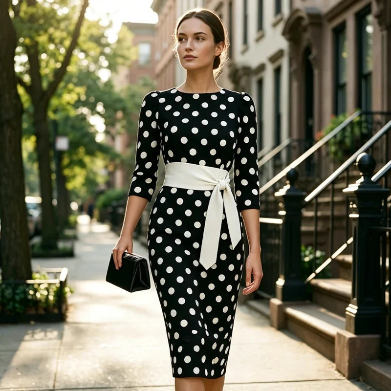 Sabina Azzolini™ Elegant Polka Dot Dress for Effortless Style