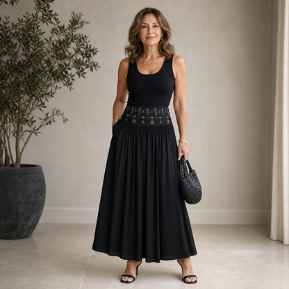 Sabina Perini™ High Waist Long Skirt for Flattering Everyday Style