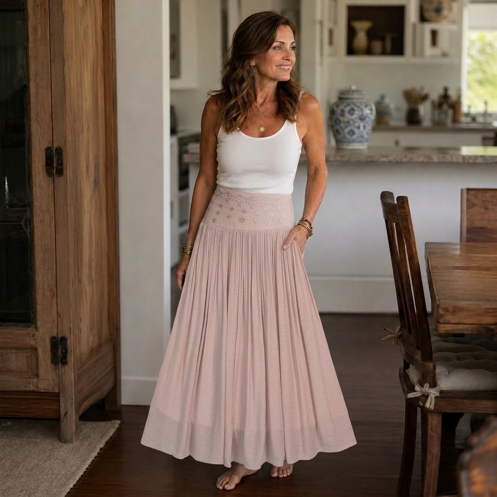 Sabina Perini™ High Waist Long Skirt for Flattering Everyday Style