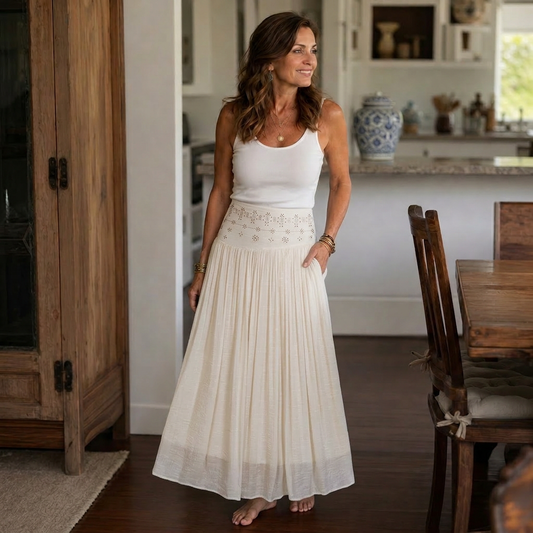 Sabina Perini™ High Waist Long Skirt for Flattering Everyday Style
