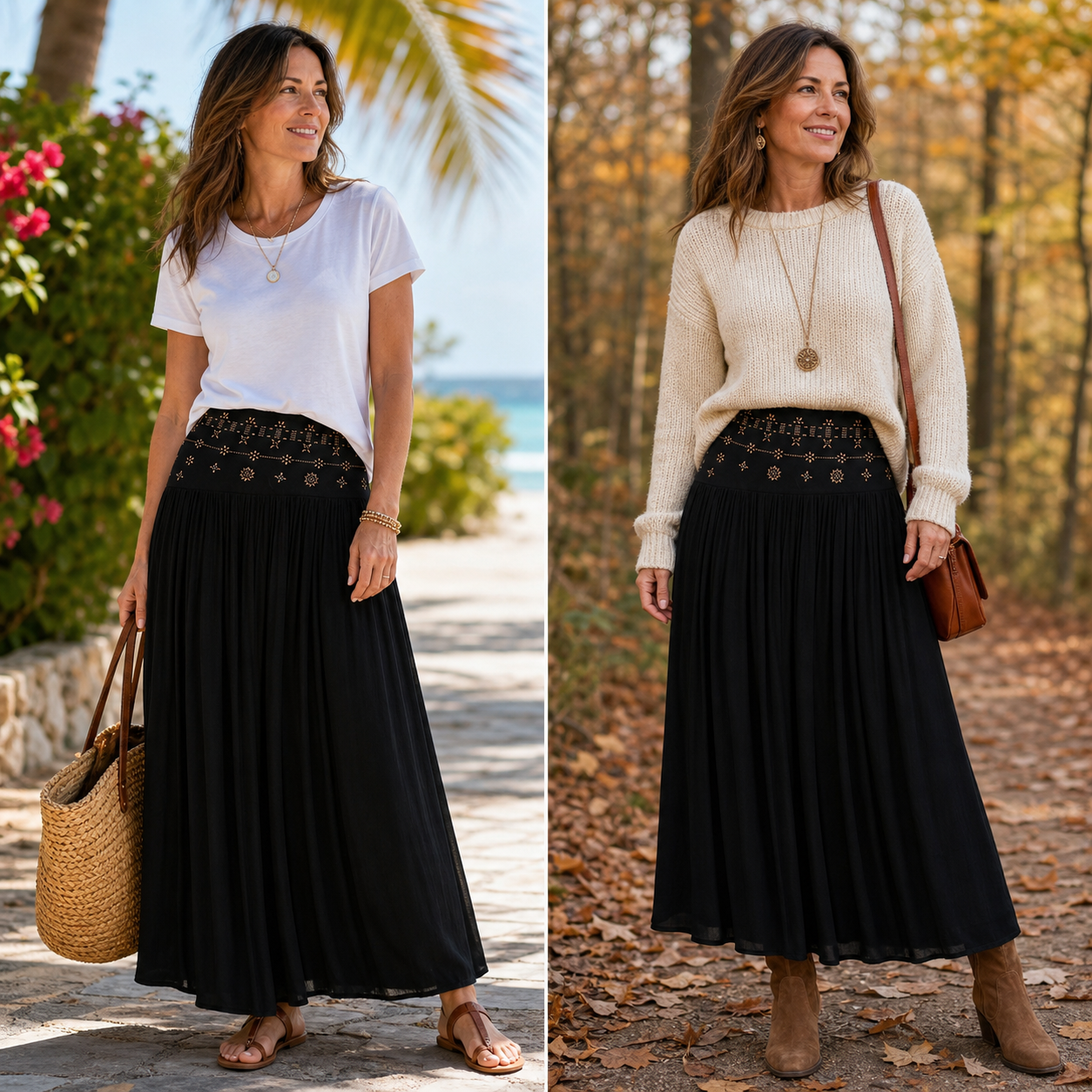 Sabina Perini™ High Waist Long Skirt for Flattering Everyday Style