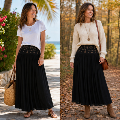 Sabina Perini™ High Waist Long Skirt for Flattering Everyday Style