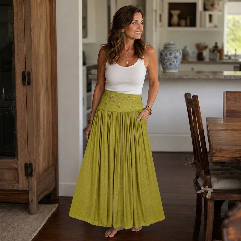 Sabina Perini™ High Waist Long Skirt for Flattering Everyday Style
