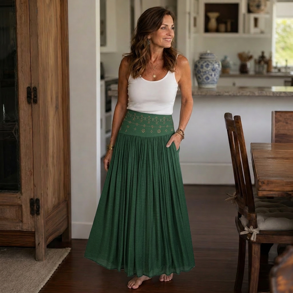 Sabina Perini™ High Waist Long Skirt for Flattering Everyday Style