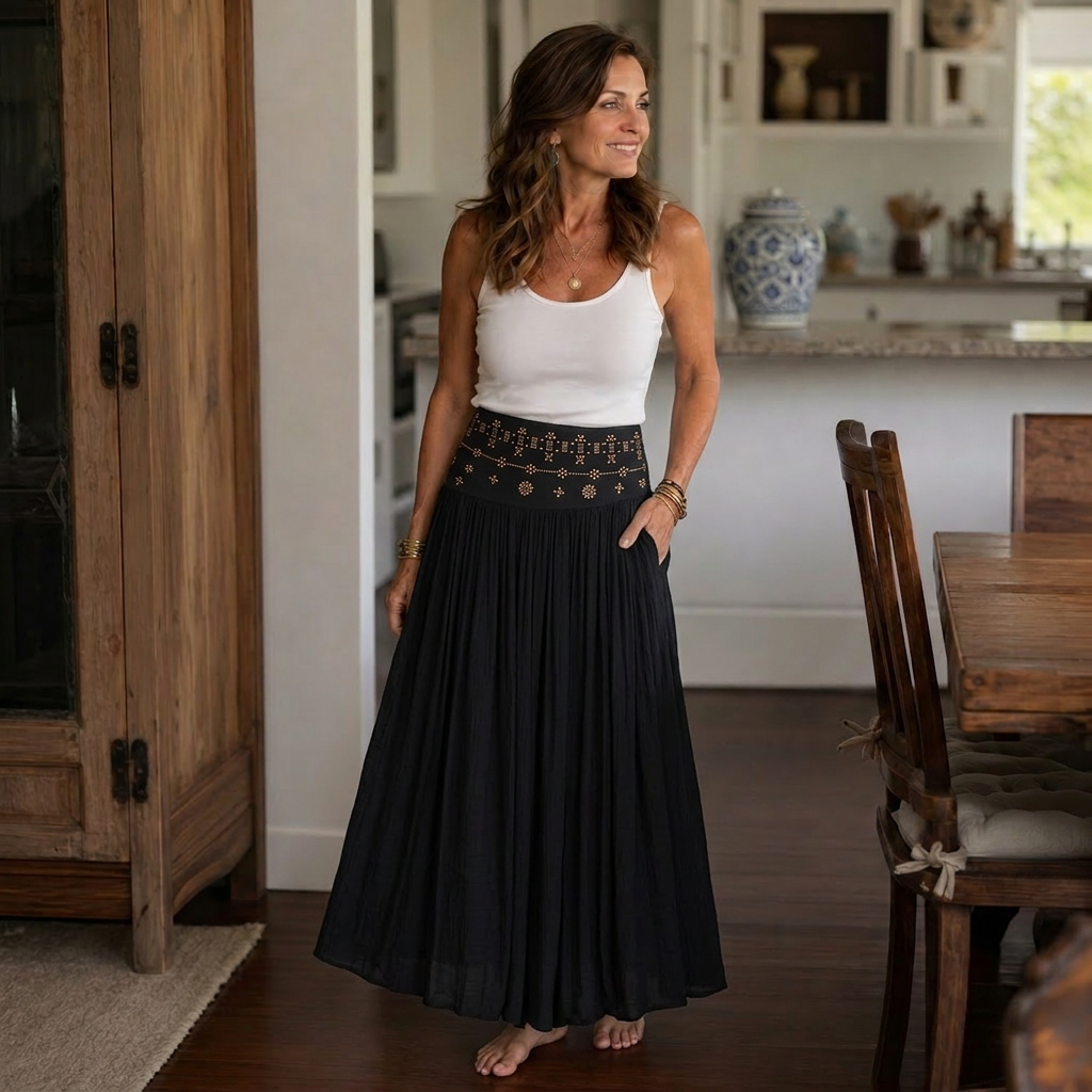 Sabina Perini™ High Waist Long Skirt for Flattering Everyday Style