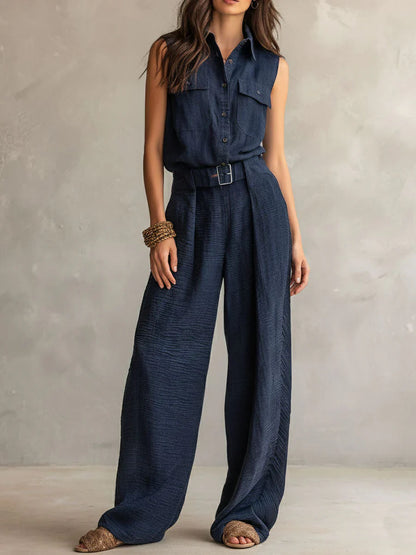 Sabina Varallo™ Belted Utility Jumpsuit for Effortless Style