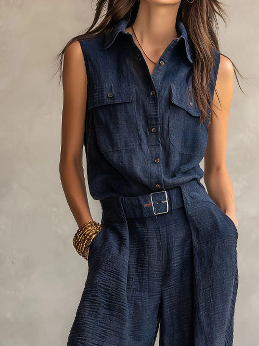 Sabina Varallo™ Belted Utility Jumpsuit for Effortless Style